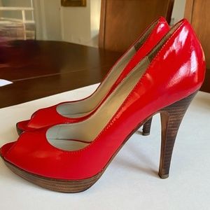 Steve Madden red patent shoes .